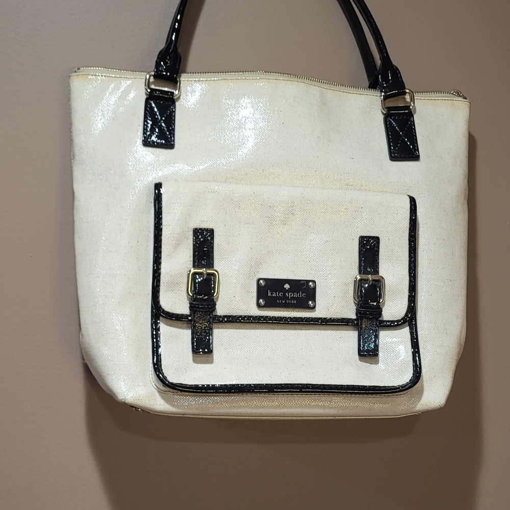 Vintage Kate Spade Cream and Black Tote Bag